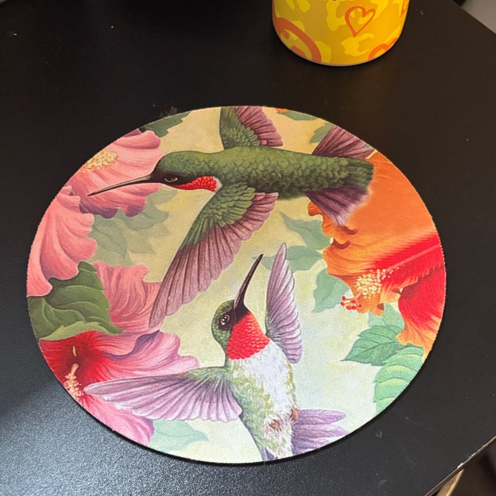 Floral Hummingbird Mouse Pad